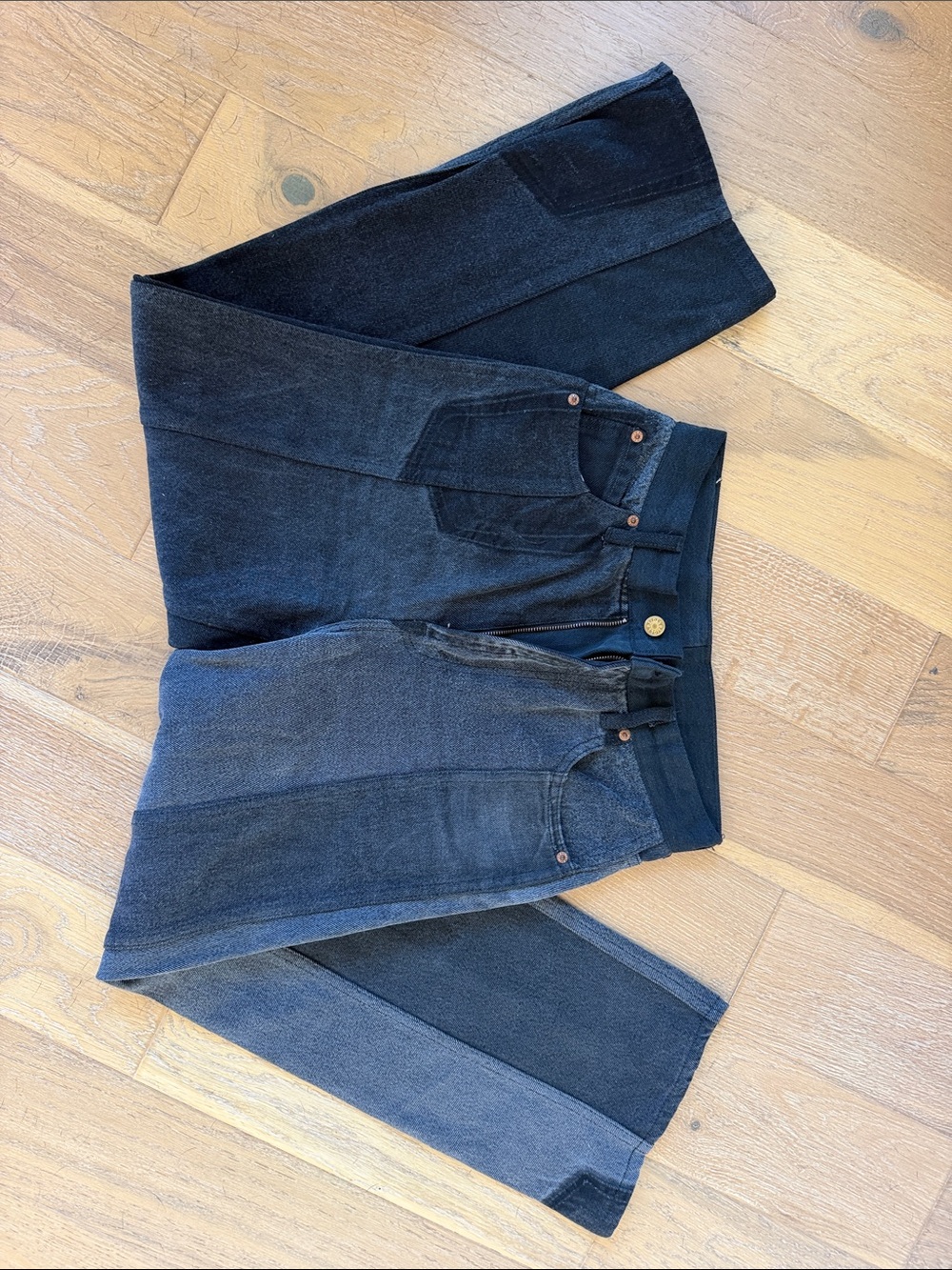 B SIDES Women's Black Two-Tone Straight Jeans